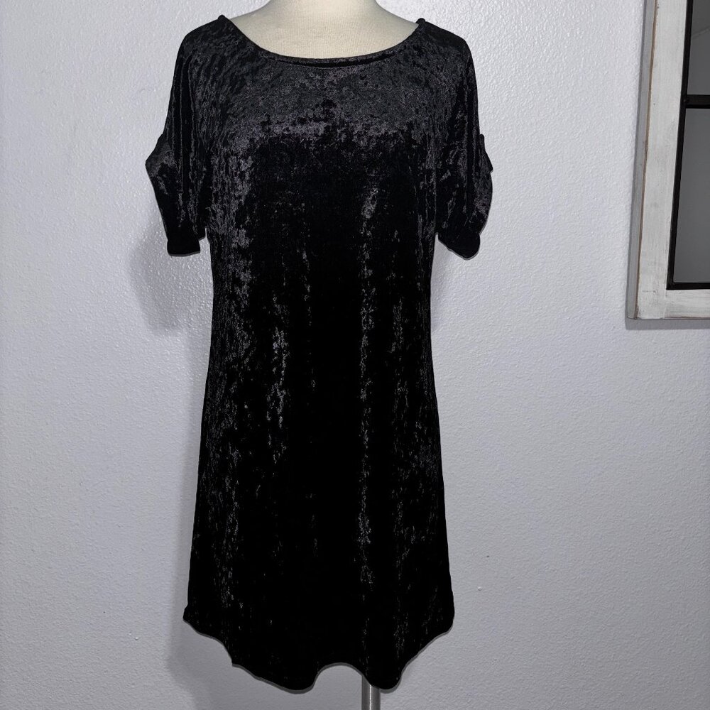 The Vanity Room Black Crushed Velvet Mini Dress S Whimsigoth Romantic‎ Goth Soft